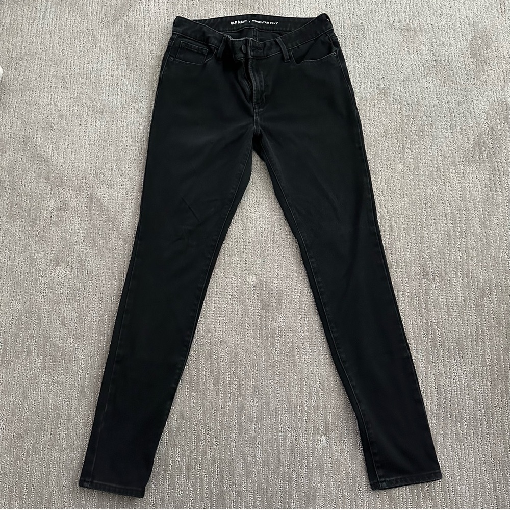 Old Navy Black 24/7 Rockstar Jeans. Size 8.